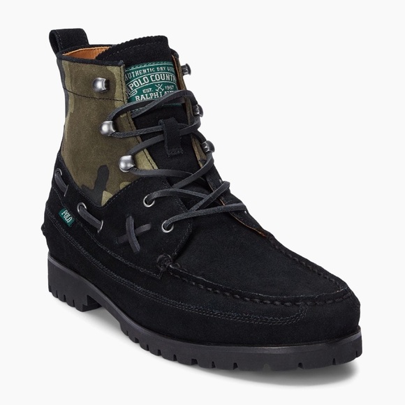 Ralph Lauren Men's Black and Green Boots